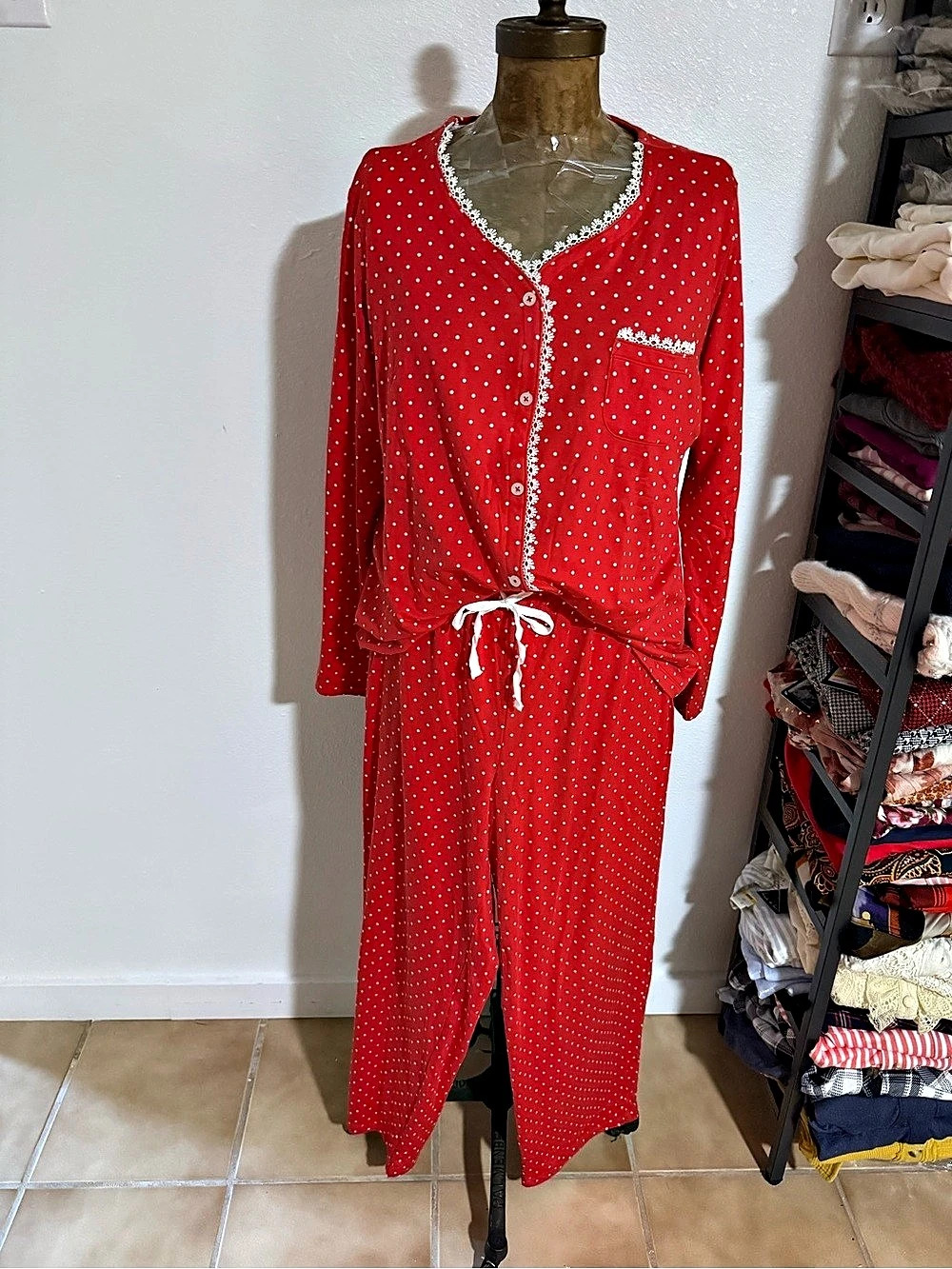 NWT Sophia Polka Dot Pajama Set in Red Size L